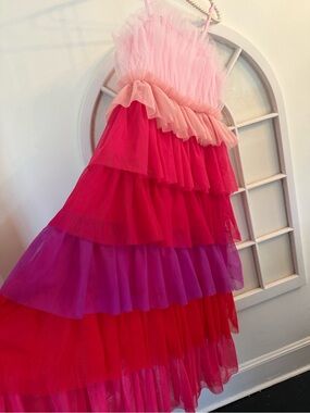 Pink Lily Size Small Ombré tiered maxi dress boho, lagenlook, fairycore